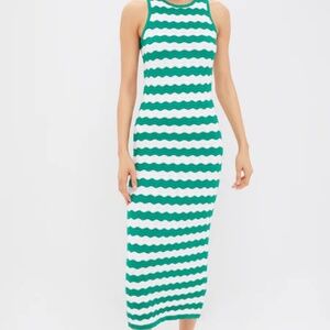 HYACINTH HOUSE - Green & White Wavy Knit Stripe Wilder Dress